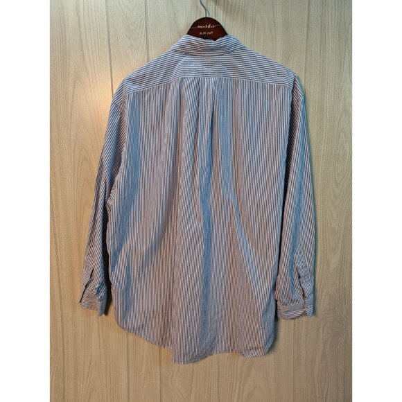 Vtg Ralph Lauren Shirt 17.5 35 Yarmouth 100% cotton Striped Blue Long Sleeve - Picture 3 of 7